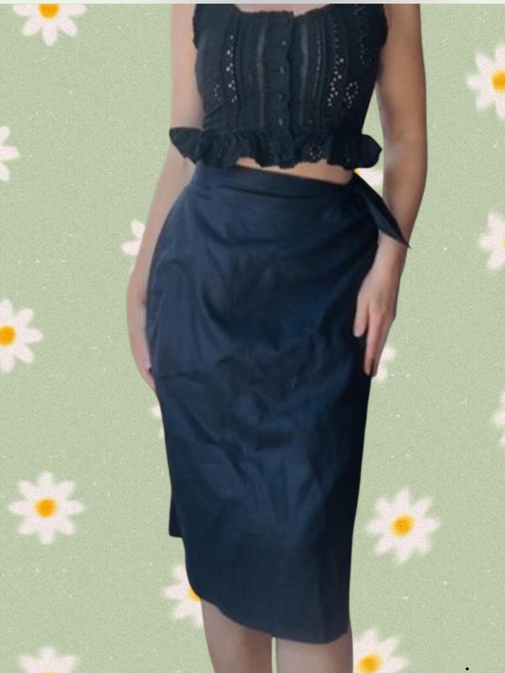 Vintage Linen Navy Blue Pencil Skirt